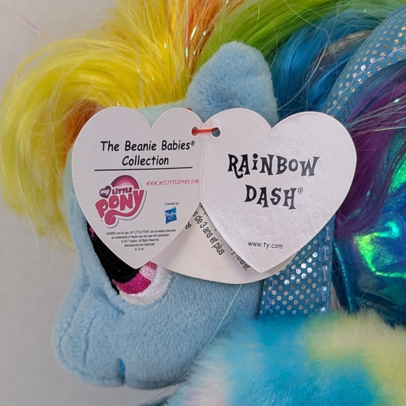 Rainbow Dash Beanie Babies Collection My Little Pony w/ Soft & Fuzzy Carry Purse - Picture 7 of 7